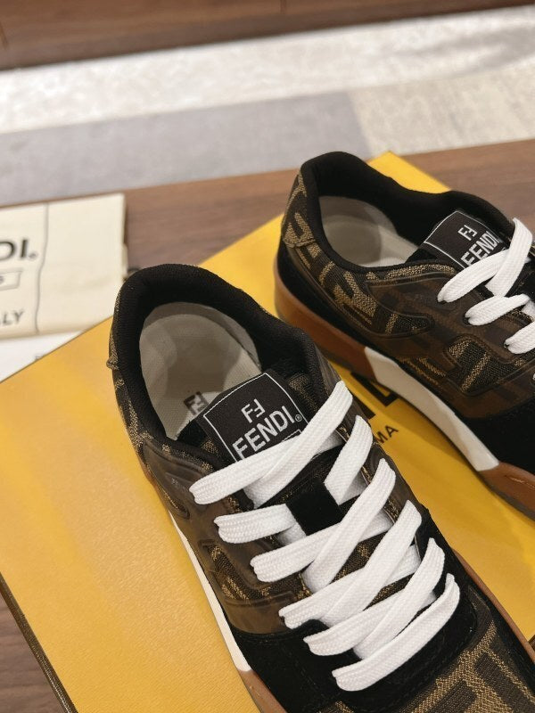 Match Sneakers aus braunem FF Jacquard-Suede