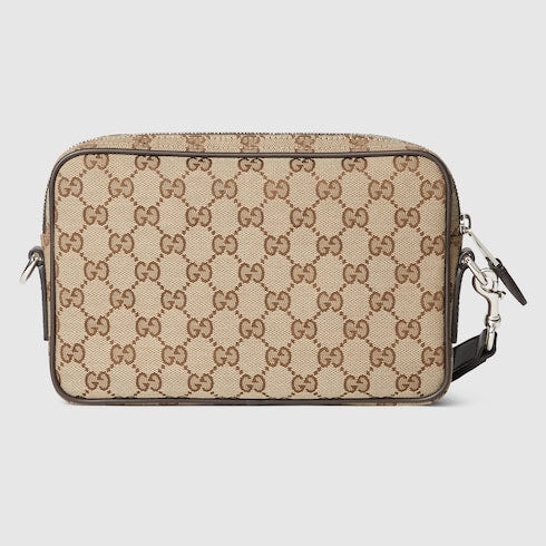 Shoulder bag in GG fabric beige and brown small size