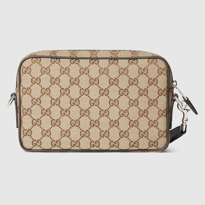 Shoulder bag in GG fabric beige and brown small size
