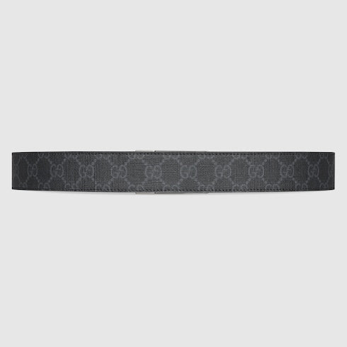 GG belt with rectangular buckle in grey, men's