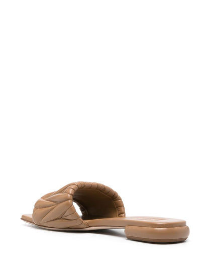 Matelassé Slides mit Logo 10 mm in Beige