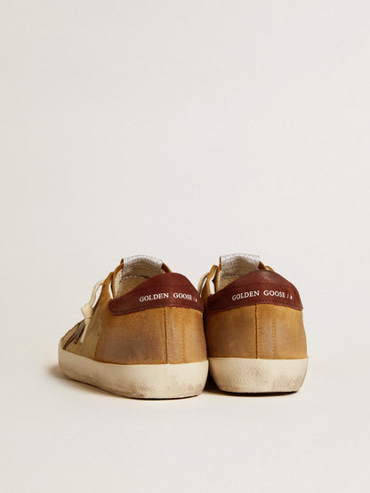Super-Star in beige and caramel brown suede with craquelé leather star