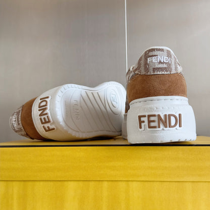 Match Sneakers mit Plateau aus FF Fabric Canvas Beige