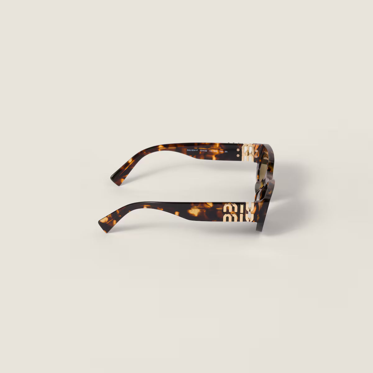 Miu Glimpse Sonnenbrille mit flacher Form Rahmen in Honig-Schildpatt Gläser in Loden-Grün