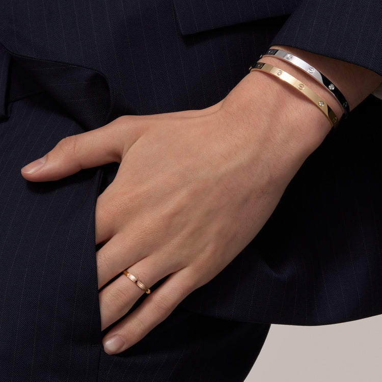 LOVE Armband mittleres Modell mit 4 Diamanten Silber