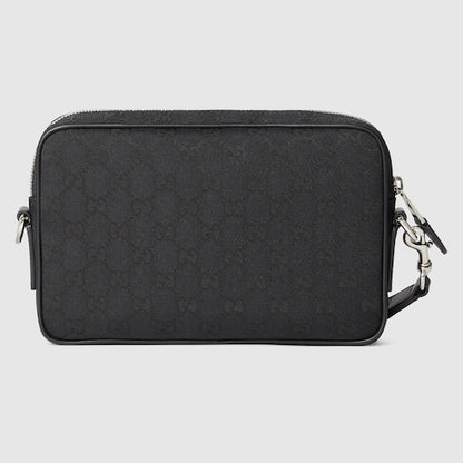 GG fabric shoulder bag black small size
