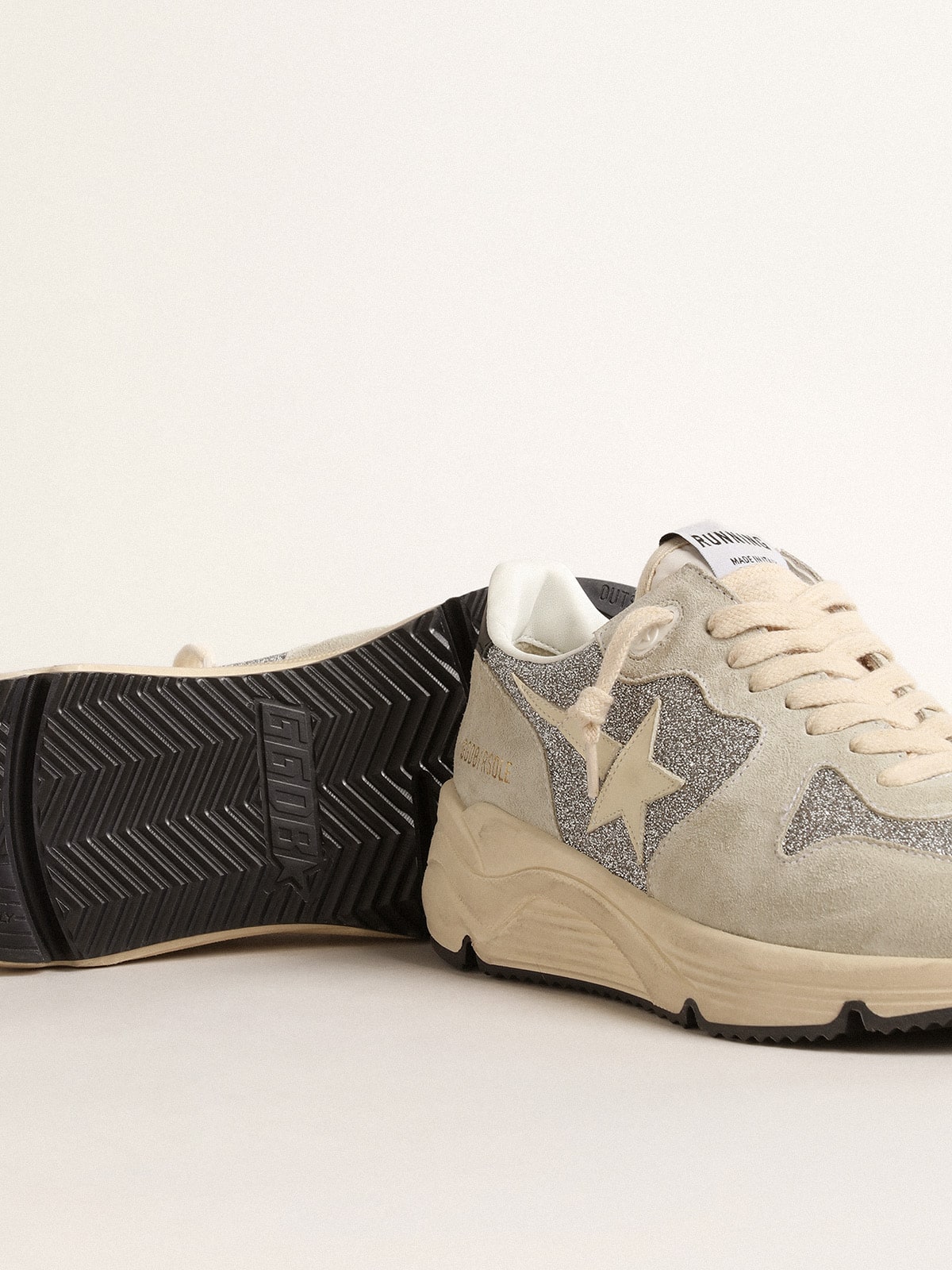 Running sole with Swarovski crystals and ivory star