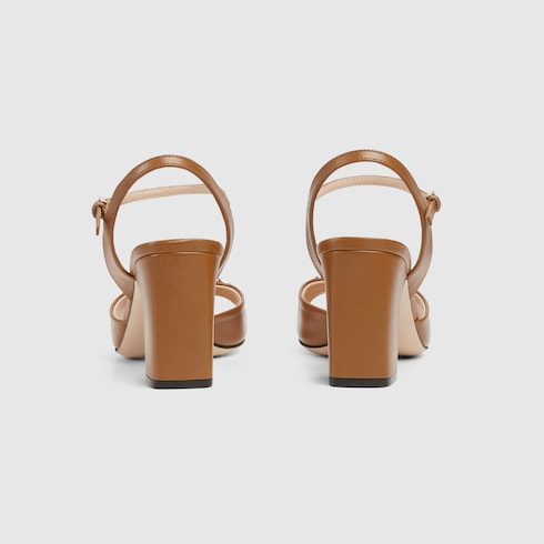 Women's heeled sandals with Morsetto in brown leather