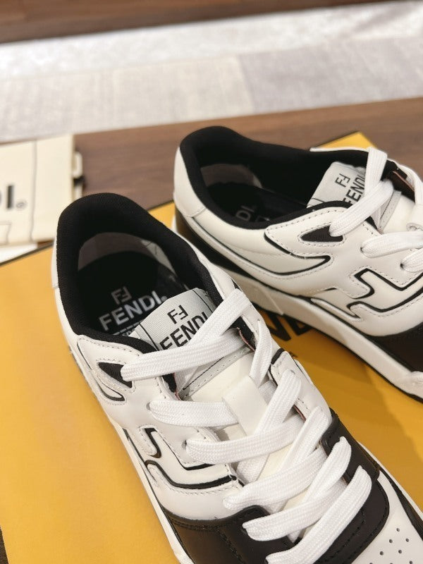 Match sneakers in black leather with white details