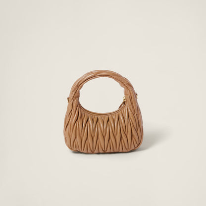 Hobo bag Wander small made of matelassed nappa leather in caramel