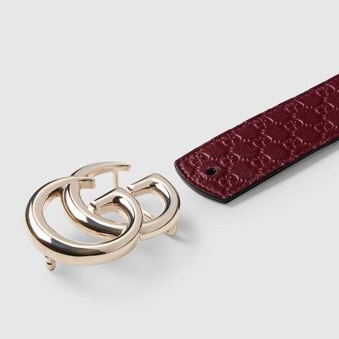 Reversible belt GG Marmont in red and black for women