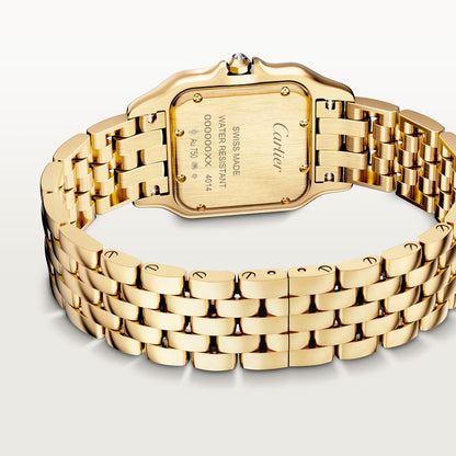Panther watch with yellow gold case and diamonds