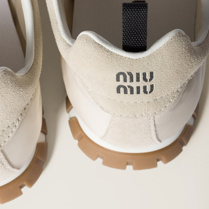 Tyre sneakers in technical fabric and suede in ivory