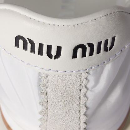 Plume sneakers in white, made from technical fabric and suede