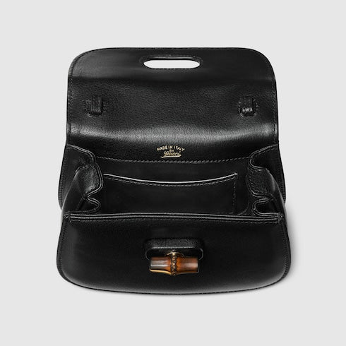 GG Bamboo 1947 Mini-Tasche aus schwarzem Leder