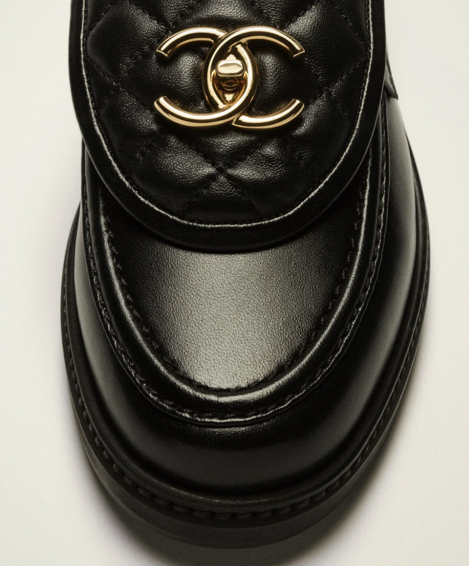 Black lambskin moccasins