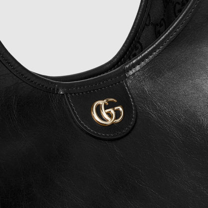Kleine GG Giglio Shoppingtasche aus schwarzem Leder