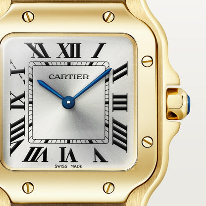 Santos gold watch with blued steel hands