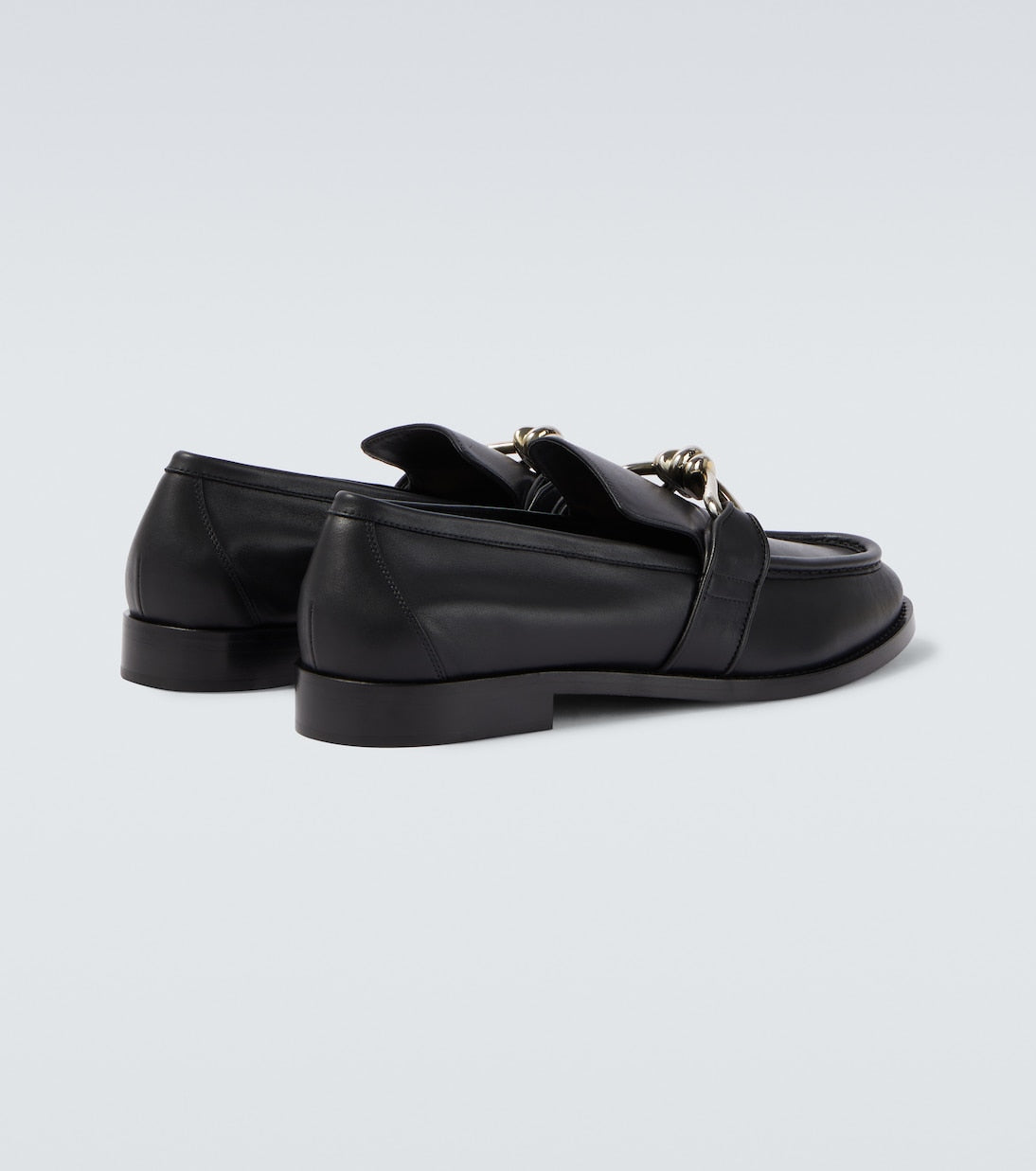 Astaire Knot Loafer aus glattem Leder Schwarz mit silberfarbener Schnalle
