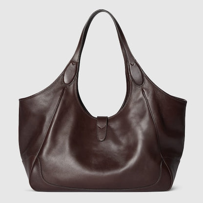 Medium Dark Brown Leather Mercato Shopping Bag