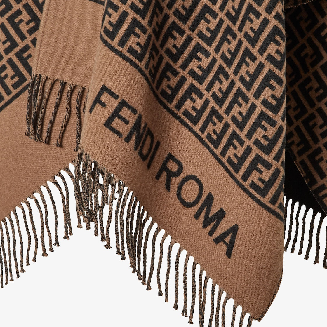 Damen Poncho aus Wolle/Kaschmir Braun
