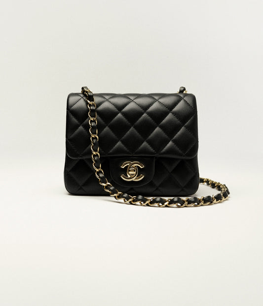 Classic mini bag in black with gold-colored metallic effect