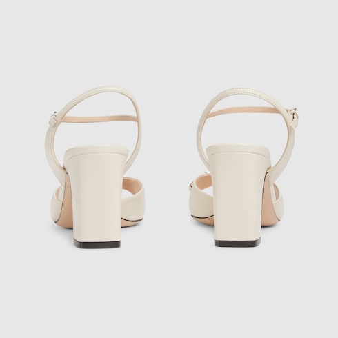 Damen-Sandalen mit Absatz und Morsetto aus weißem Leder