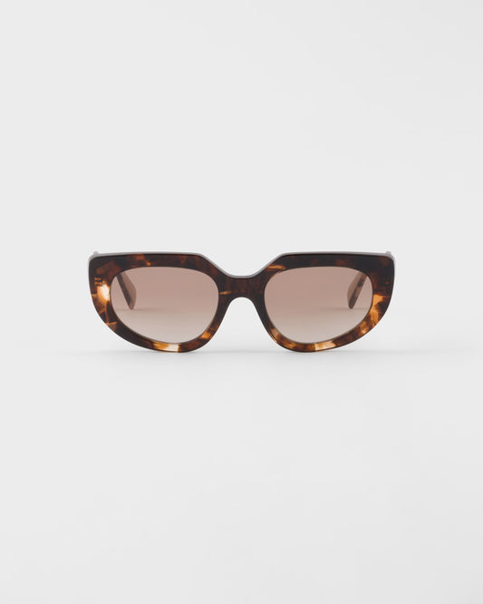 Oval sunglasses with logo and coffee-colored lenses
