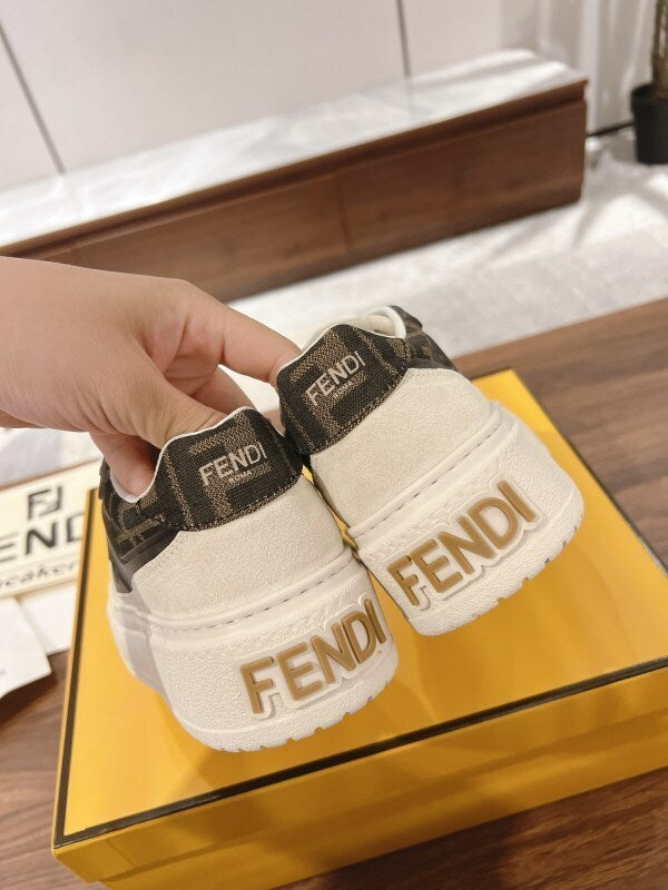Flat platform sneakers made of canvas and white suede