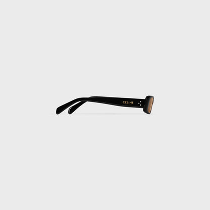 Rechteckige S343 Sonnenbrille aus schwarzem Acetat für Damen