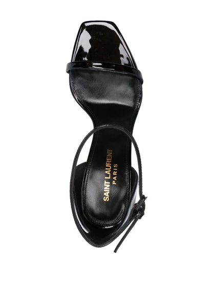 Sandalen mit Absatz und Opyum-Logo aus schwarzem Kalbsleder 85 mm