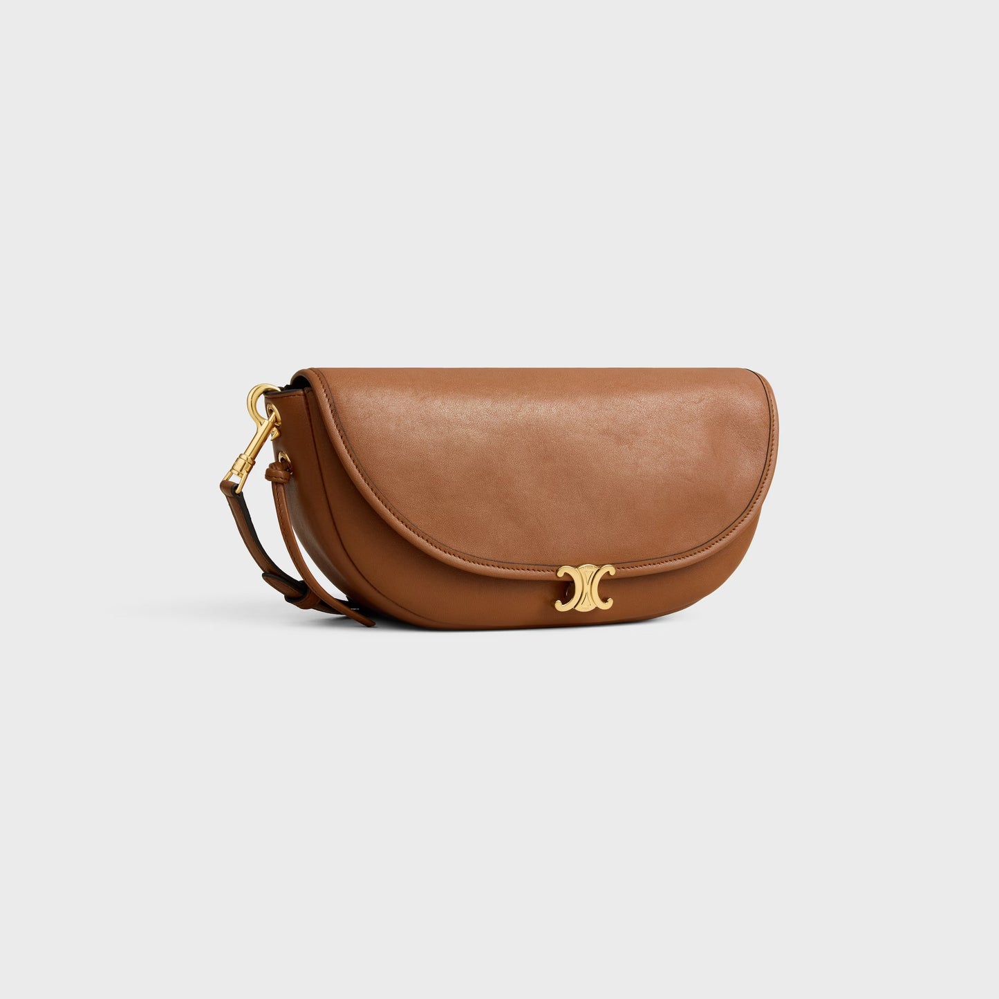 Kleine Soft Triomphe Halbmond-Tasche aus weichem glänzendem Lammleder