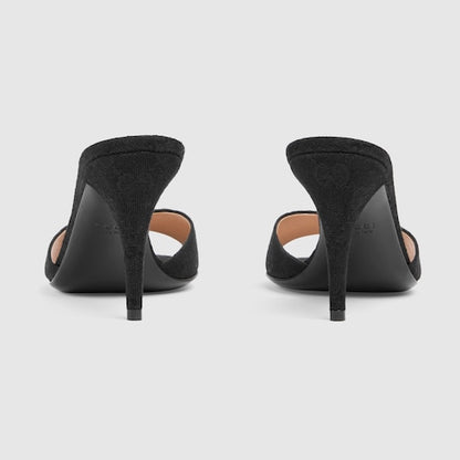 Women's slider sandals with black fabric Morsetto