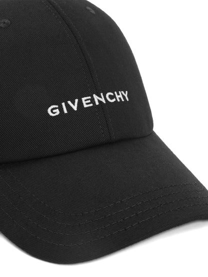 Black baseball cap with embroidered logo