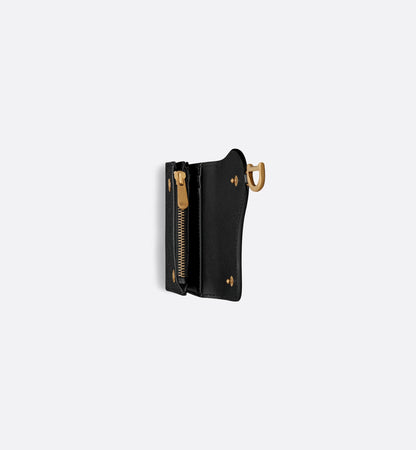 Saddle Lotus Portemonnaie Genarbtes Kalbsleder Schwarz