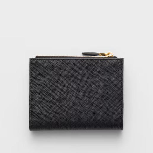 Kleines schwarzes Saffiano-Portemonnaie