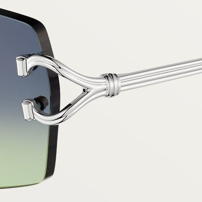 Classic men's sunglasses with C motif and blue-green gradient lenses
