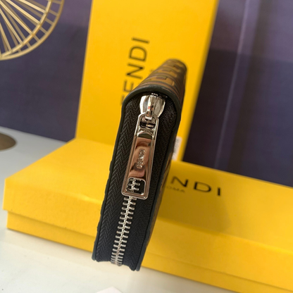 Zweifarbige Zucca Leder Zip-Around Geldbörse