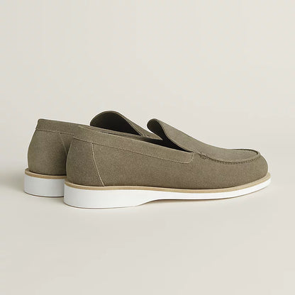 Low loafer in suede étoupe