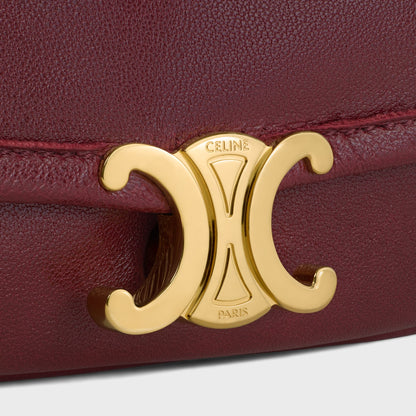 Kleine Halfmoon Soft Triomphe Tasche aus weichem glänzendem Lammleder in Syrah