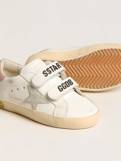 Old School Young made of leather with grey suede star and old pink heel