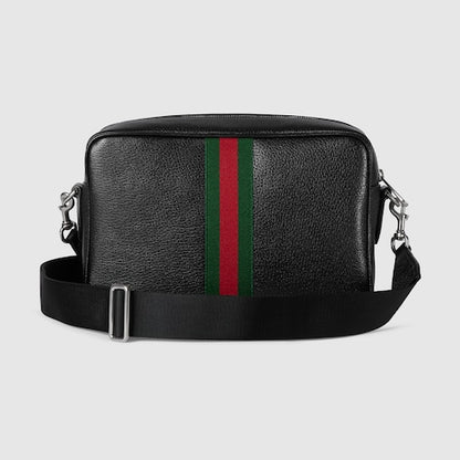 Ophidia medium-sized shoulder bag made of soft black leather