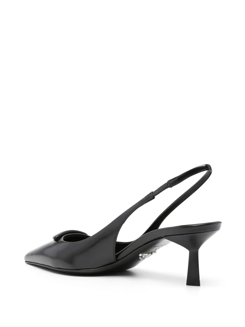 Schwarze Pumps aus Leder mit Fersenriemen