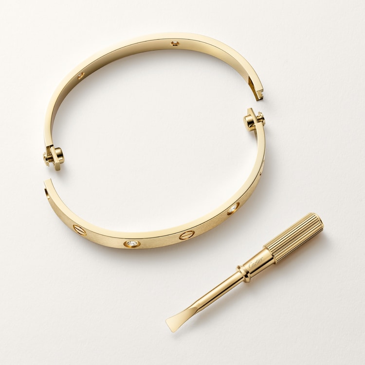 LOVE bracelet, classic model with 4 diamonds, gold