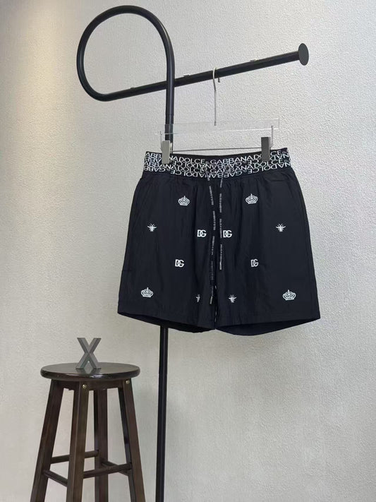 Badehose mit Kronen- und Bienenprint Schwarz