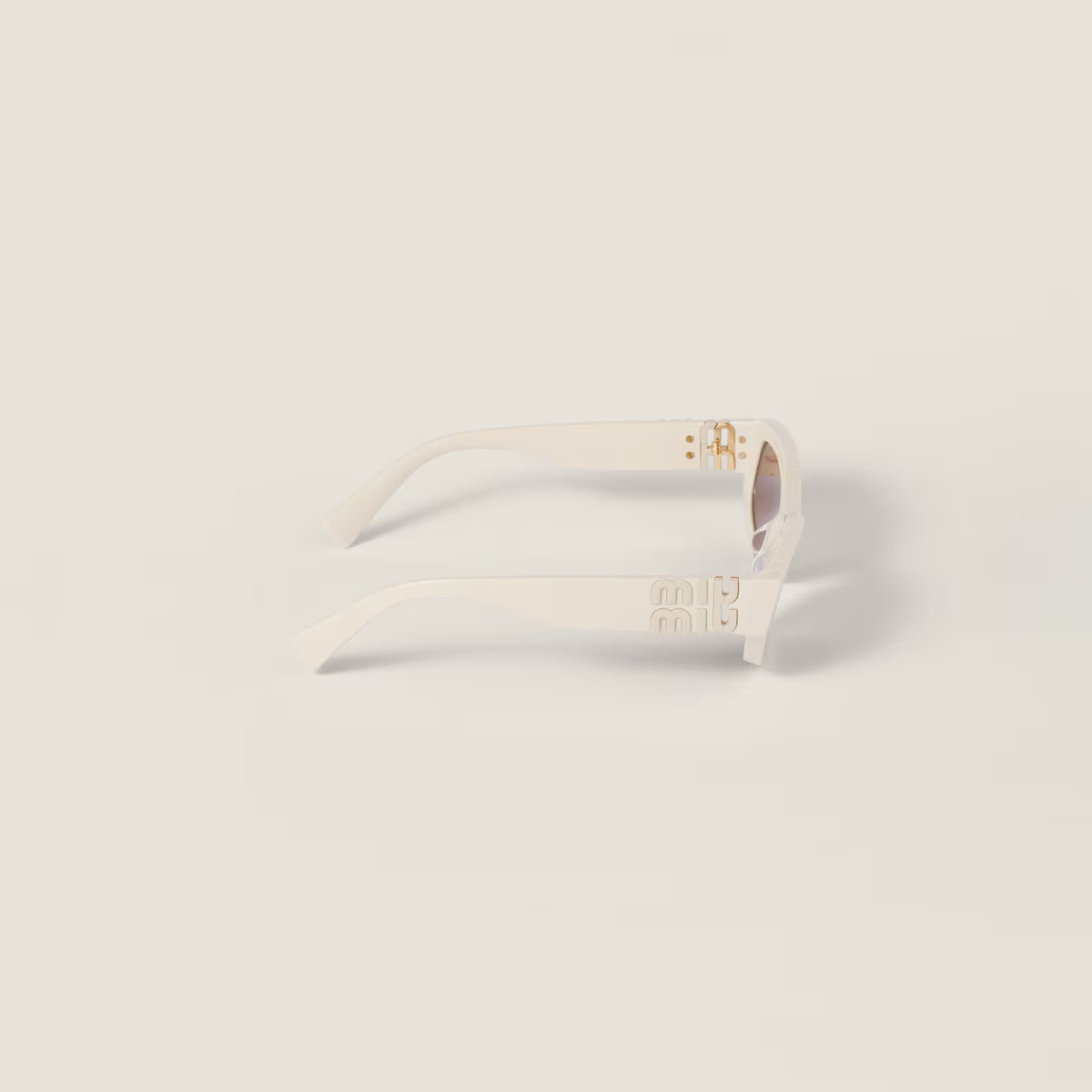 Miu Glimpse Flat-Frame Sunglasses in Milky White with Chocolate Brown Lenses
