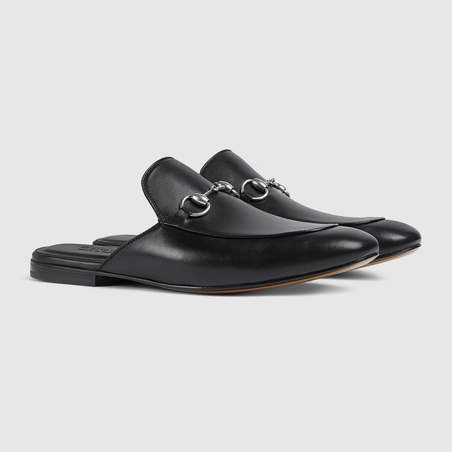 Herren-Mules mit Horsebit aus schwarzes Leder