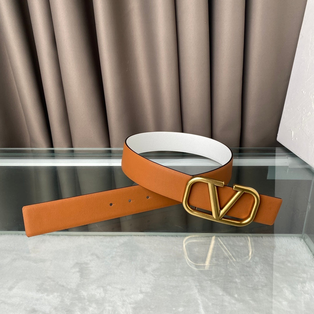 Reversible VLogo Signature Calfskin Belt 40mm Brown