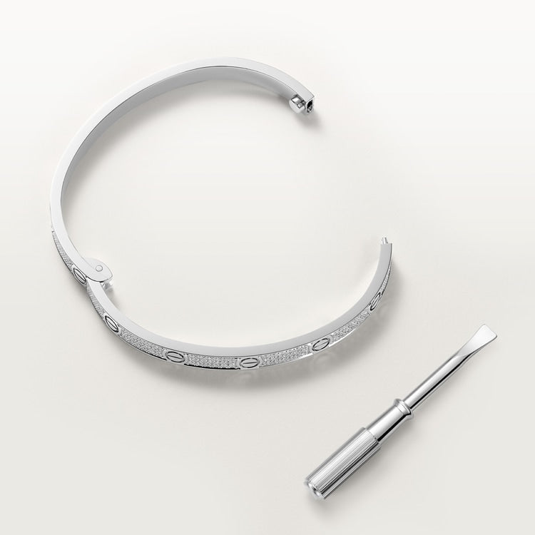 LOVE bracelet, medium model, pavé silver