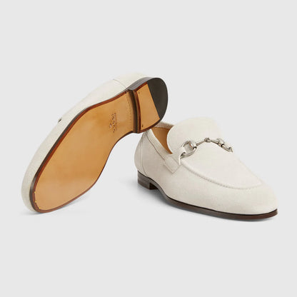Men's GG Jordaan moccasin in light grey suede